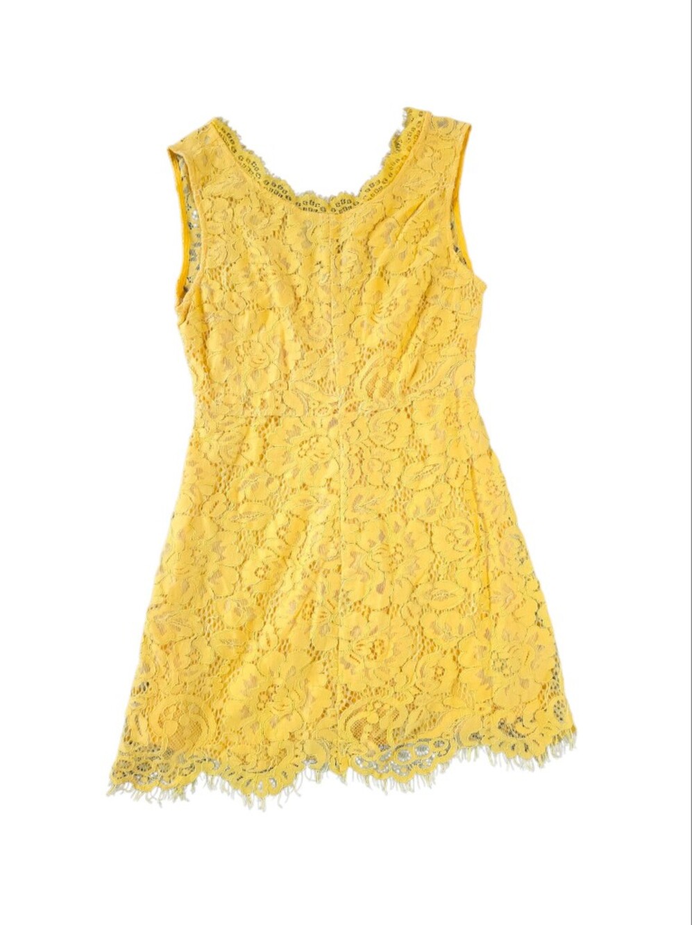 NWT Ark & Co. Size Medium Yellow Lace Sleeveless Dress Floral Crochet Overlay